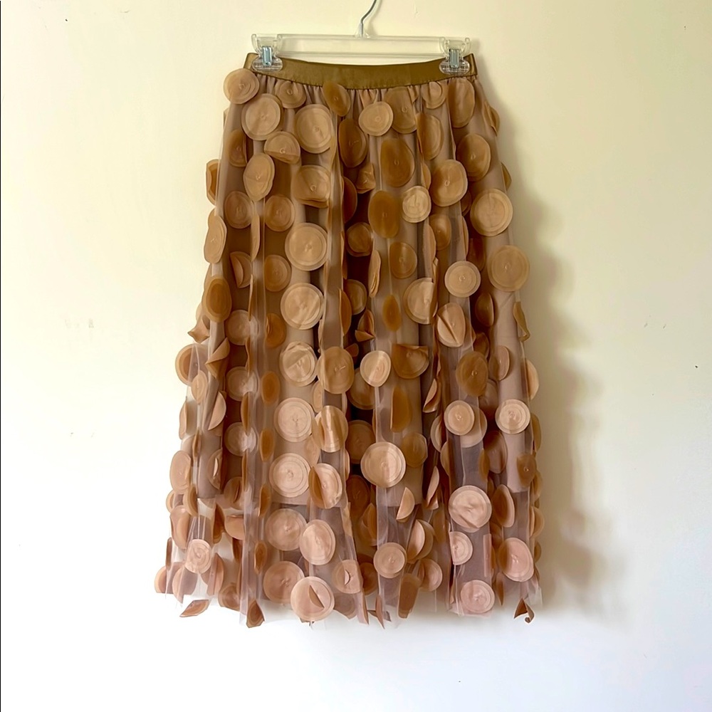 Elegant Tan Skirt with Textured Details